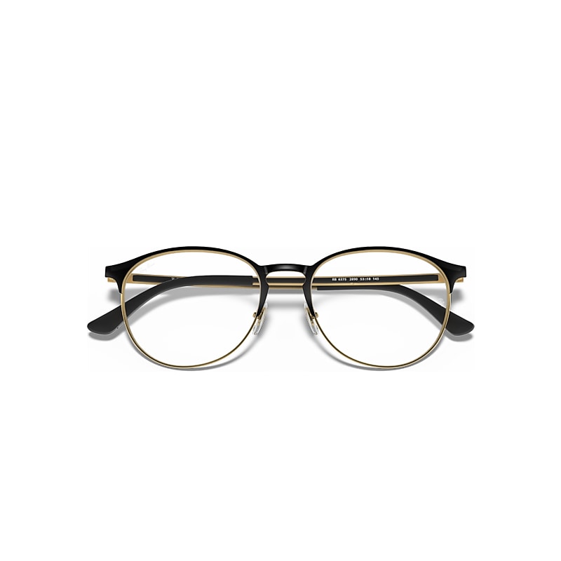 Ray-Ban Rb6375 Optics Optical Black On Gold Frame Clear Lenses Polarized 51-18