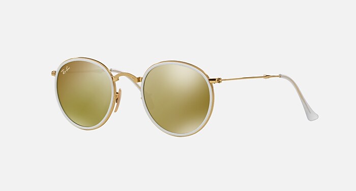 ROUND FOLDING Sunglasses in Gold and Yellow Flash (48-22) - RB3517