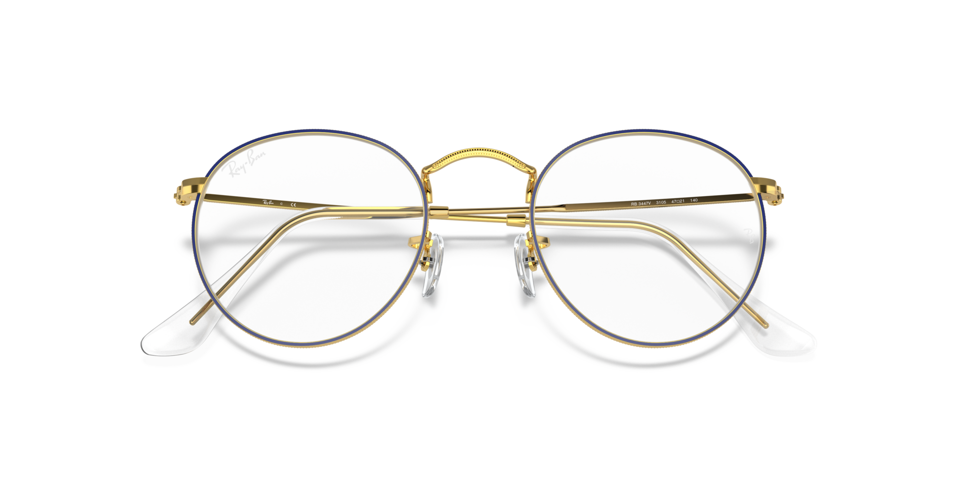 Ray-Ban Round Metal Optics Eyeglasses Shiny Gold Frame Clear Lenses 50-21 132$