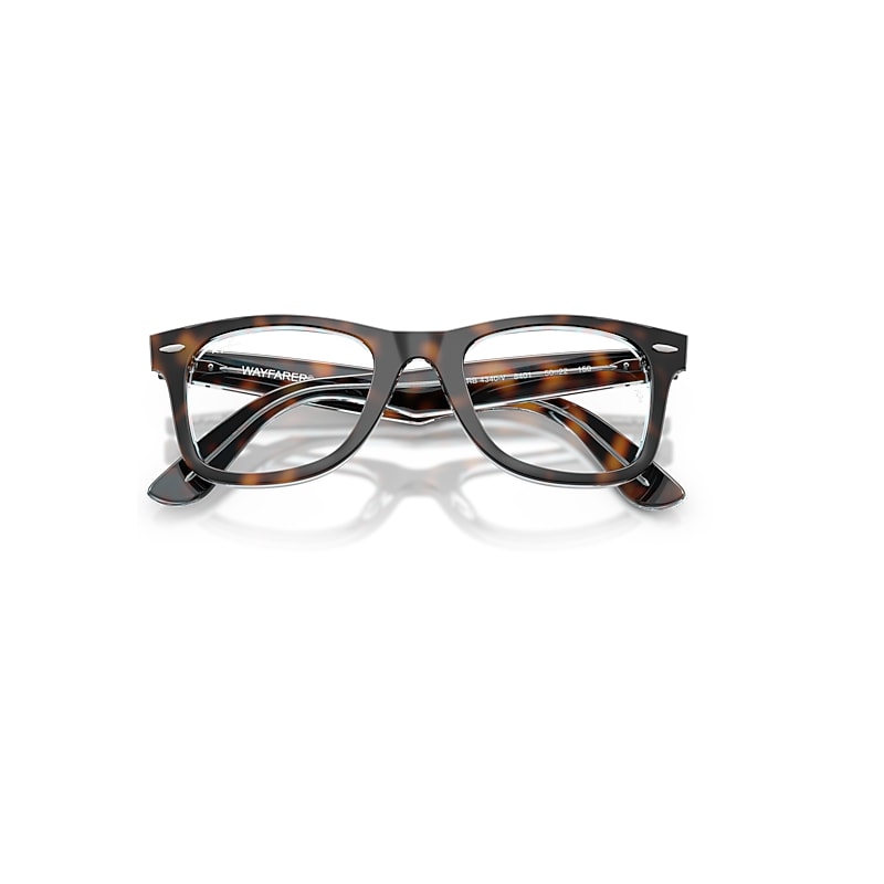 Ray-Ban Wayfarer Ease Optics Optical Dark Havana On Multicolor Frame Clear Lenses Polarized 50-22