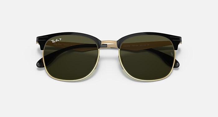 Rb3538 Polarized Sunglasses in Black On Gold Frame and G-15 Green