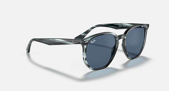 RB4306F Sunglasses in Striped Blue Havana and Dark Blue (54-19