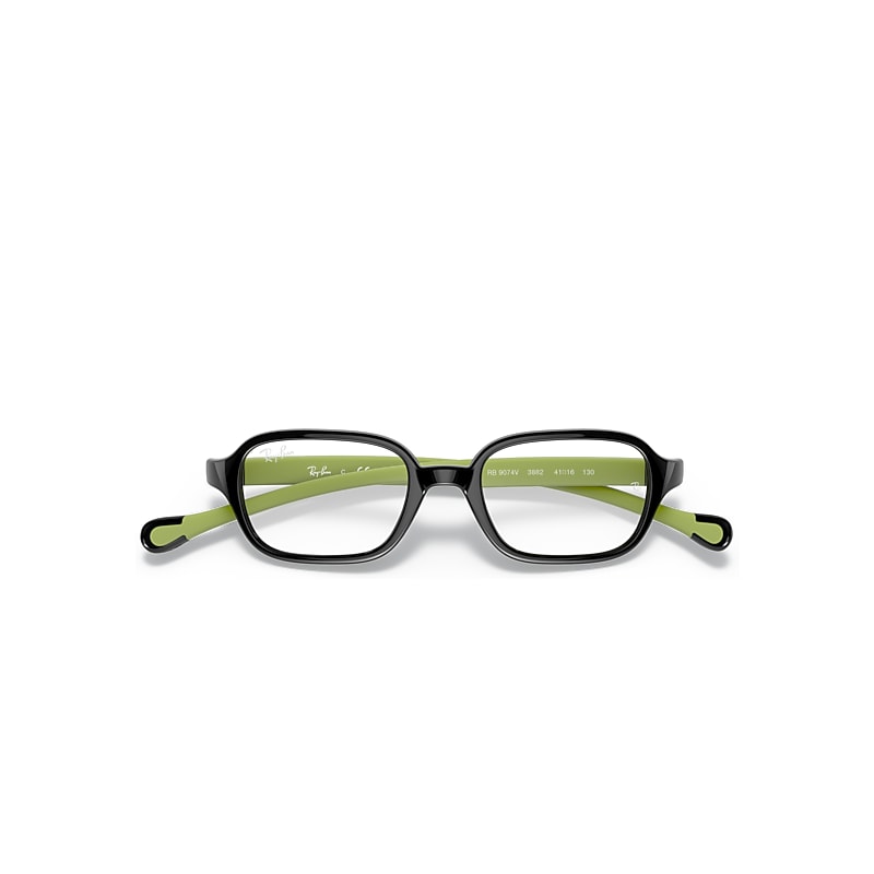 Ray-Ban Rb9074 Optics Kids Optical Black On Green Frame Clear Lenses Polarized 37-16