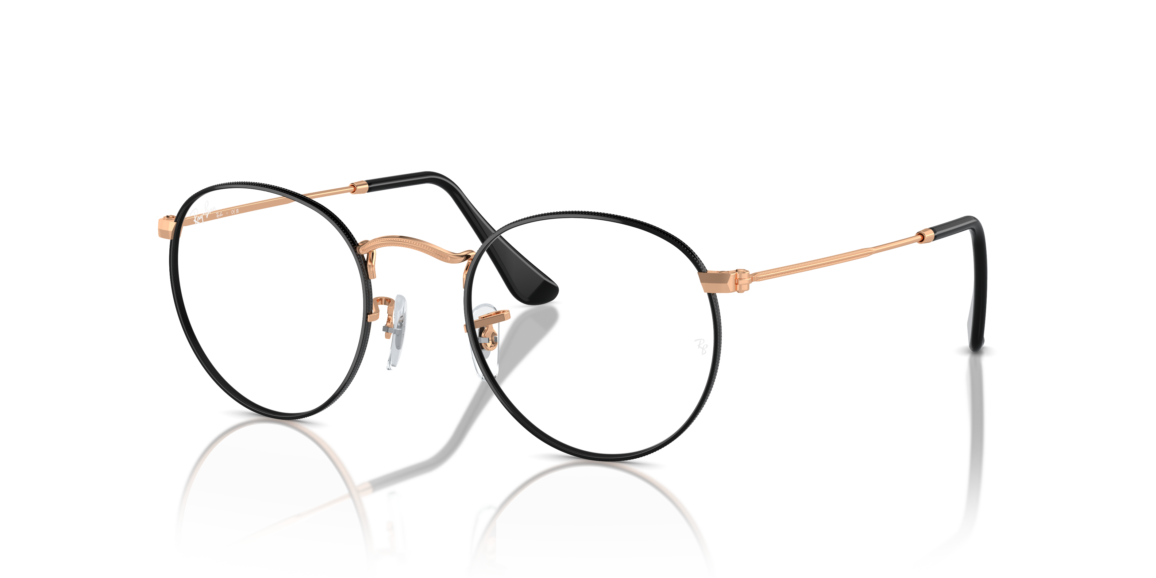 Round Metal Optics Eyeglasses with Black On Rose Gold Frame - RB3447V ...