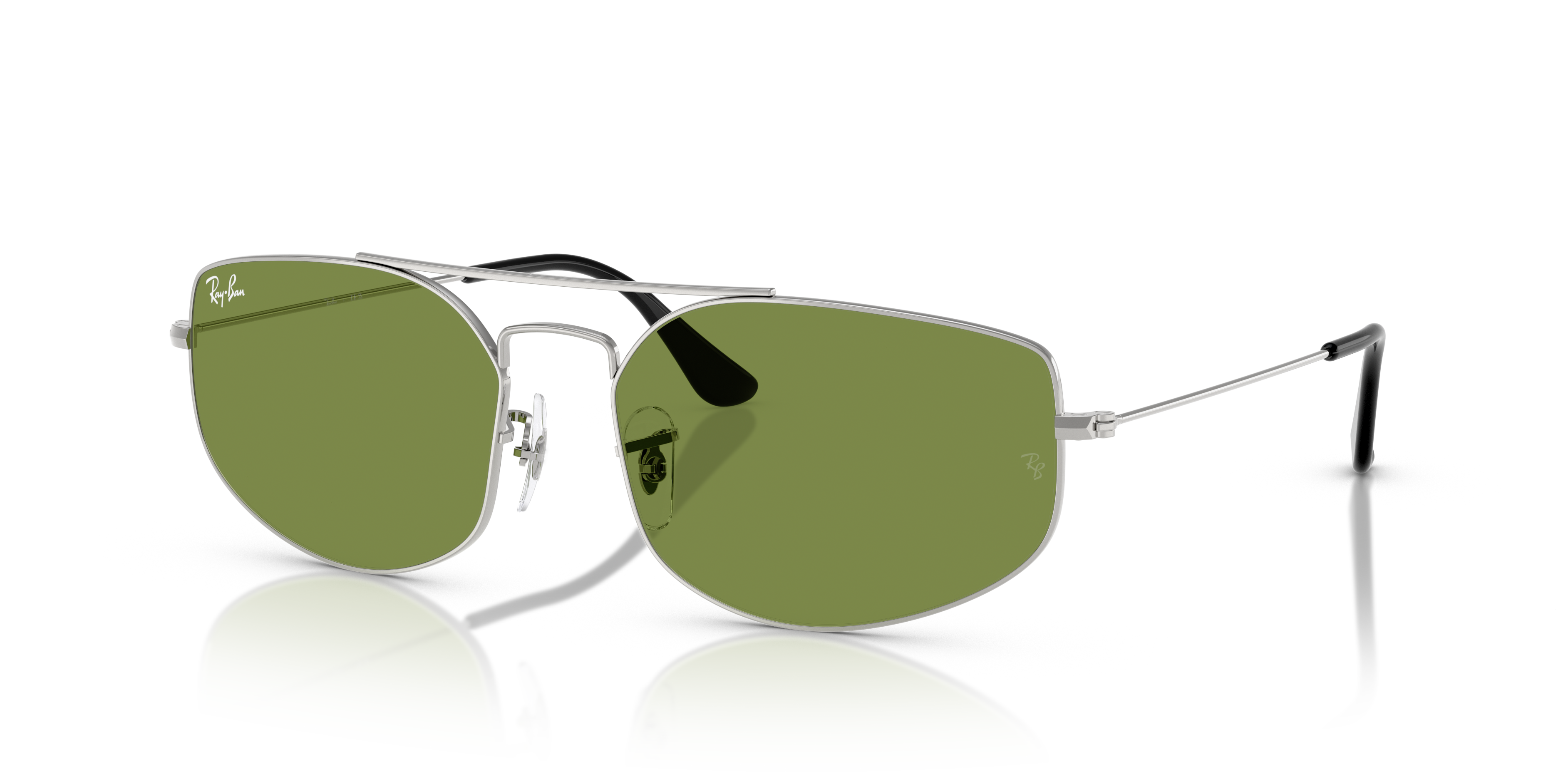 Explorer V Sunglasses In Silver And Green RB3845 Ray Ban Explorer v sunglasses in silver and green rb3845 ray ban