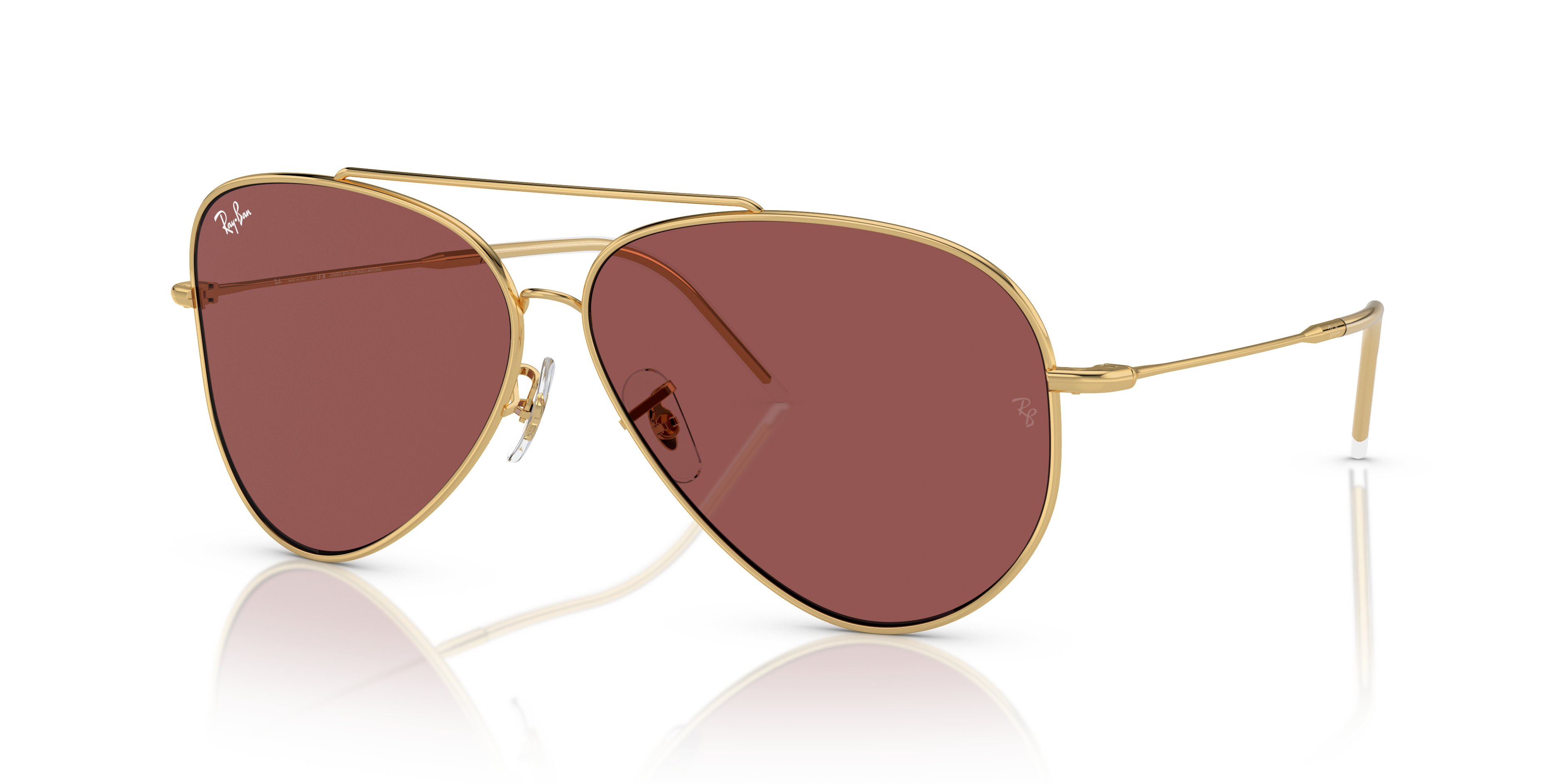 Aviator Reverse Sunglasses In Polished Arista Gold And Dark Violet 62 Aviator Reverse Sunglasses In Polished Arista Gold And Dark Violet 62