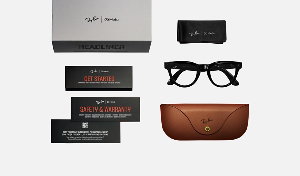 海外限定/RayBan  AI スマート サングラス Headliner Ray-Ban Meta Headliner Glasses with Shiny Black Frames
