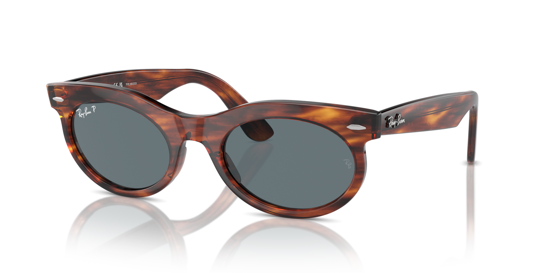 WAYFARER OVAL — Striped Havana / Dark Blue Polarized