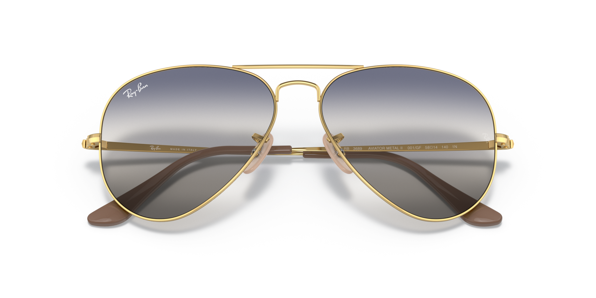 Ray-Ban BI-GRADIENTサングラス ゴールドフレーム RB3689 BI-GRADIENT Sunglasses in Arista Gold and Blue/Grey