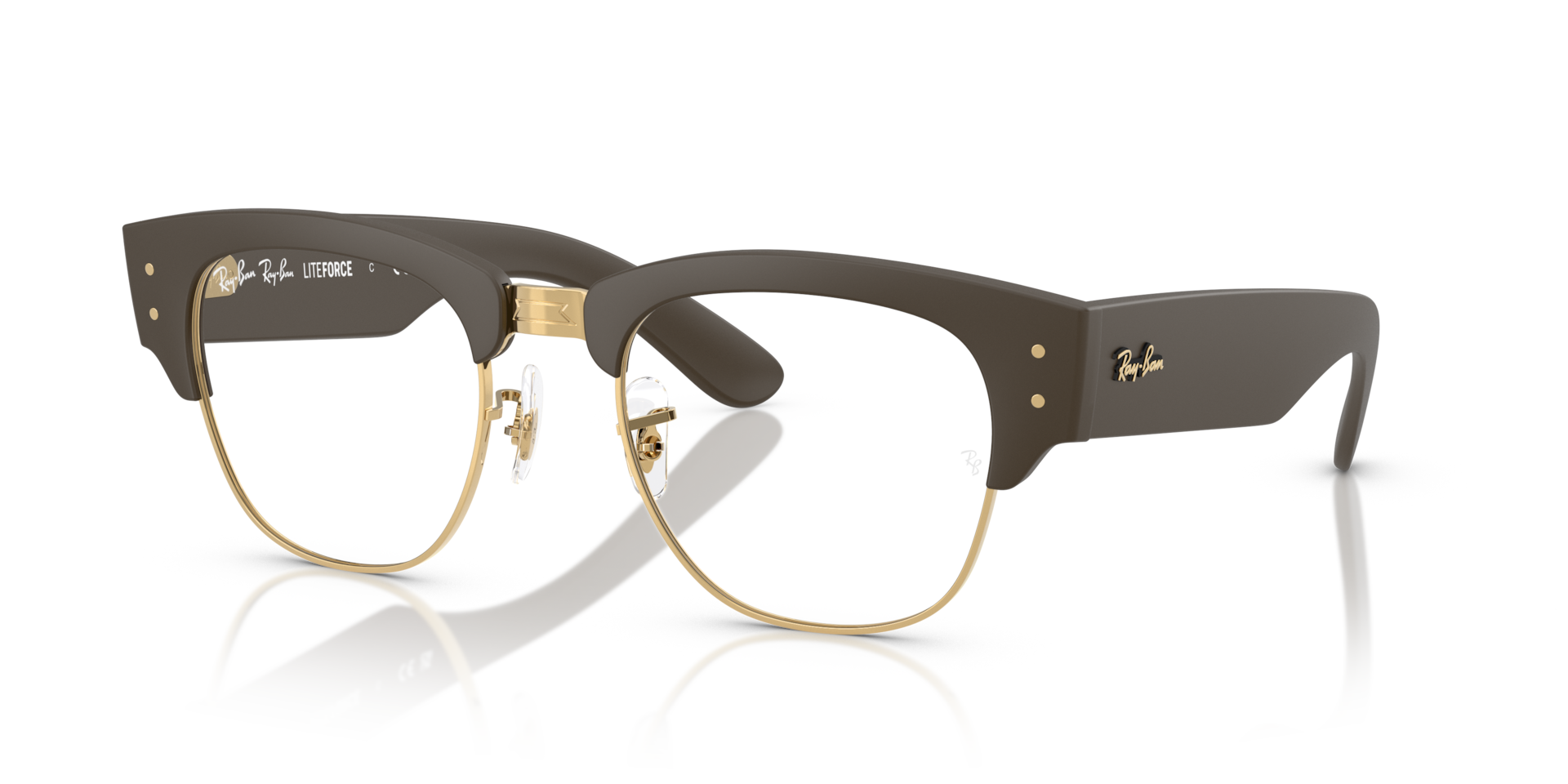 MEGA CLUBMASTER LITEFORCE OPTICS LIMITED — Sand Brown On Gold / Clear