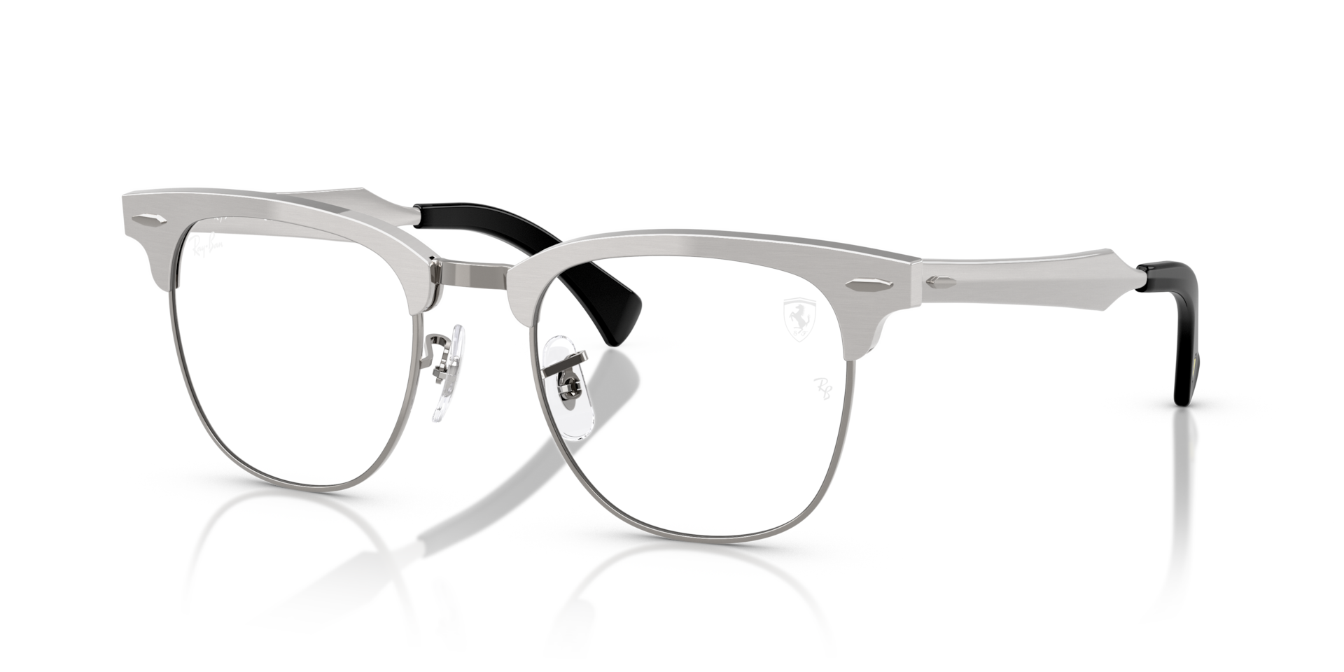 RB3807VM OPTICS SCUDERIA FERRARI COLLECTION — Brushed Silver On Gunmetal / Clear