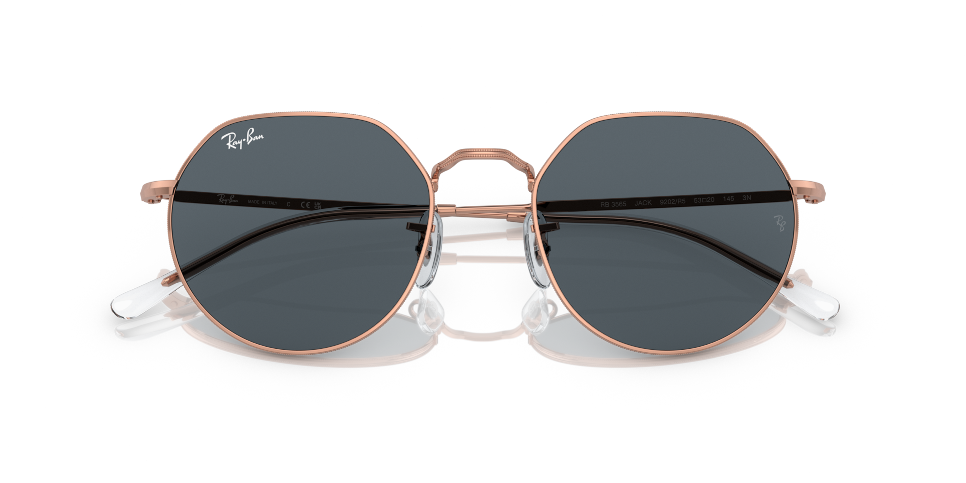 JACK ROSE GOLD Sunglasses in Rose Gold and Blue (55-20) - RB3565