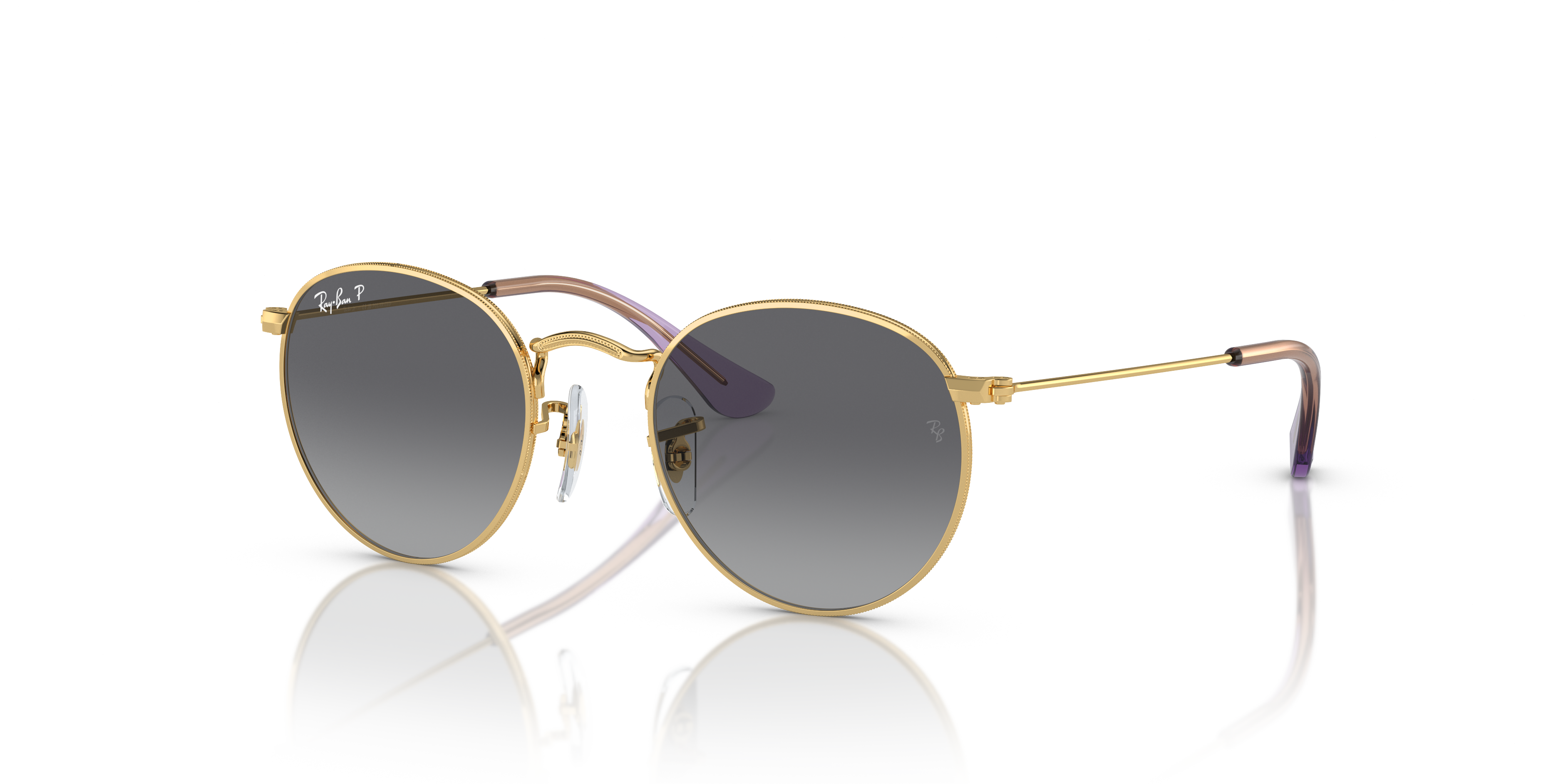 Round Kids Sonnenbrillen in Glänzendes Arista Gold und Grau (44-19 ...