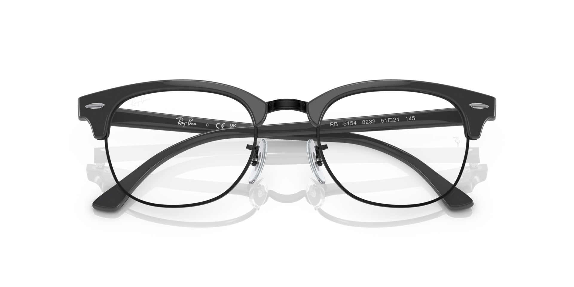 CLUBMASTER OPTICS Eyeglasses with Grey On Black and Demo Lens (51