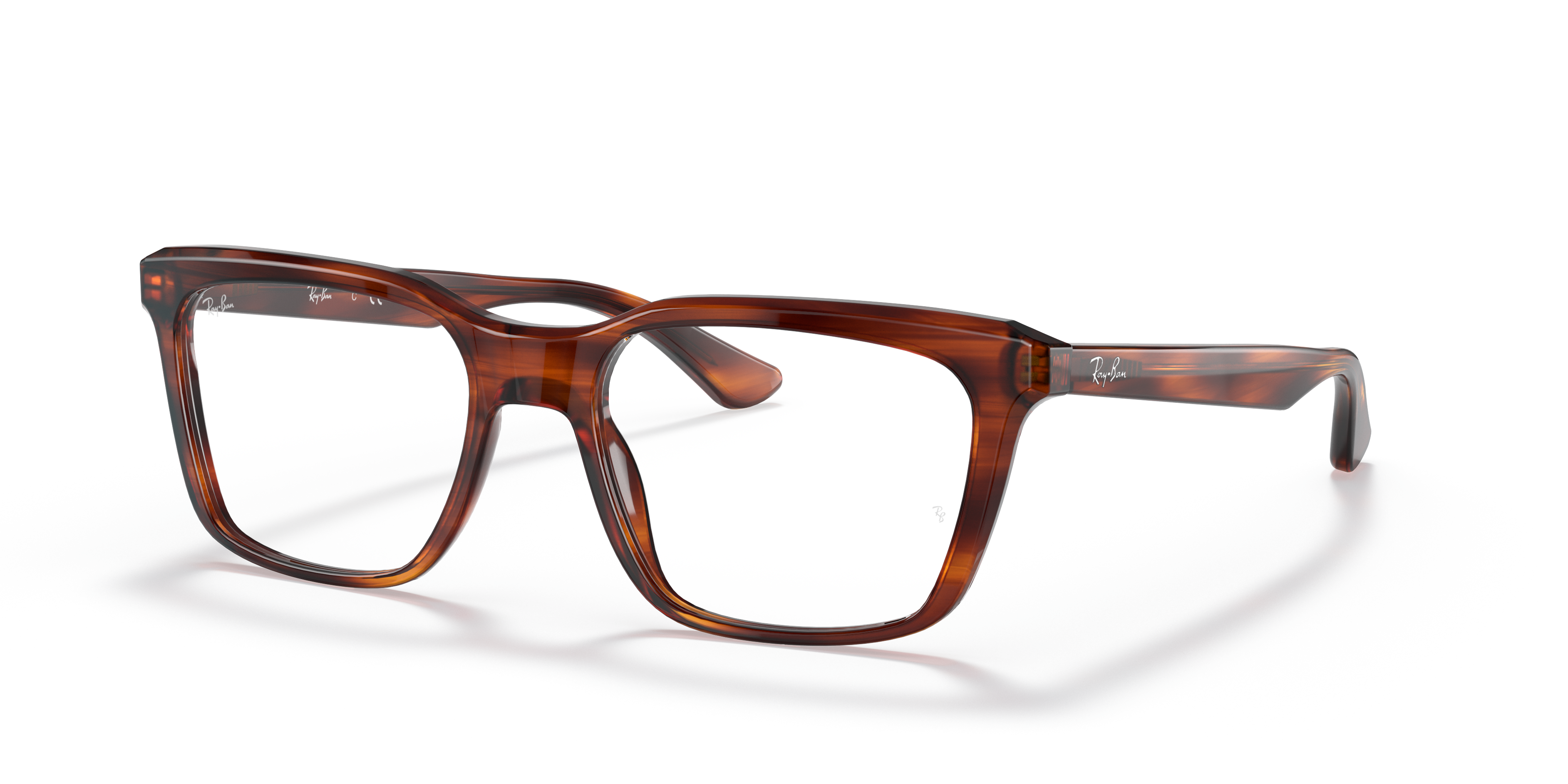 RB5391 OPTICS Polarized Eyeglasses with Striped Havana and Clear