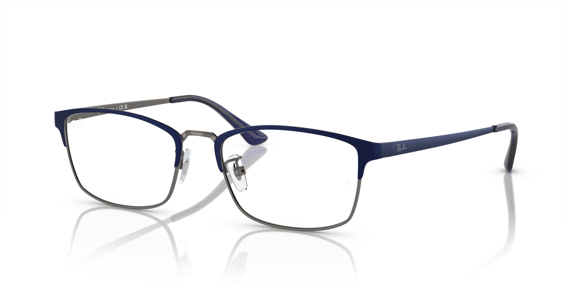 RB8772D OPTICS TITANIUM — Dark Blue On Gunmetal / Clear