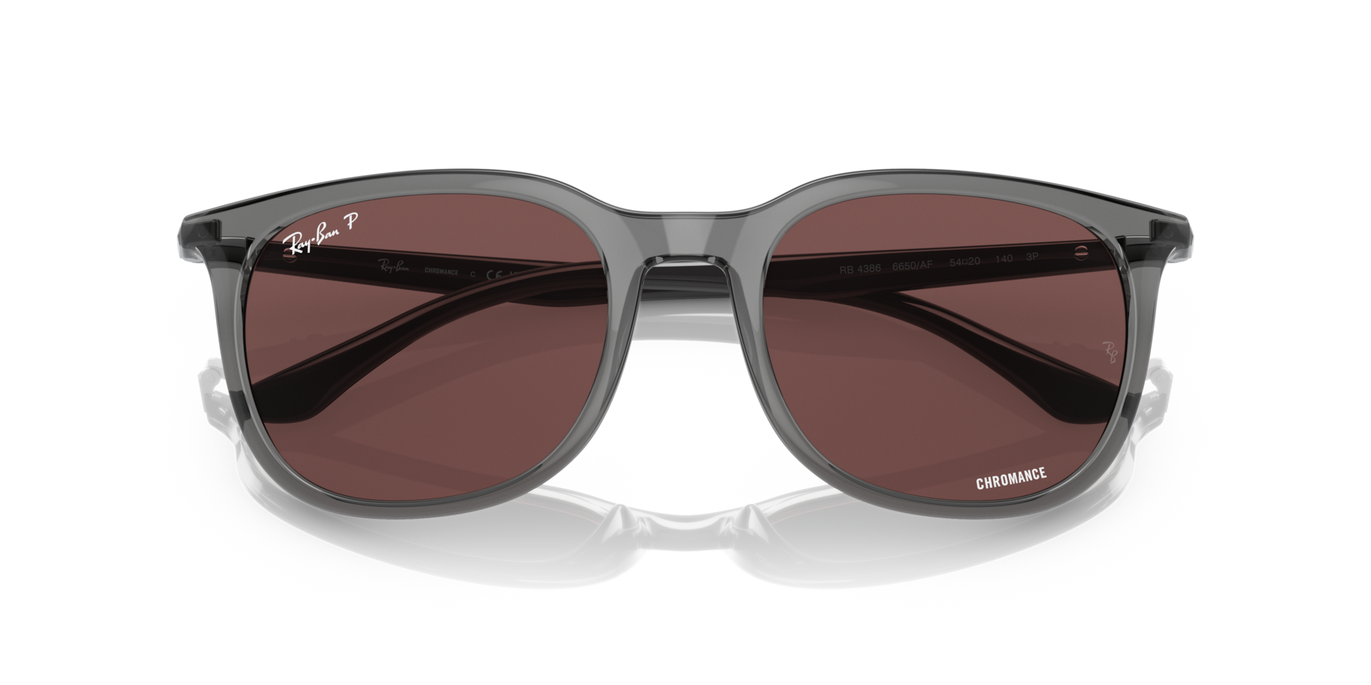 Ray-Ban バーガンディ サングラス RB4386 POLARIZED+ LENSES Sunglasses in Transparent Grey and Dark