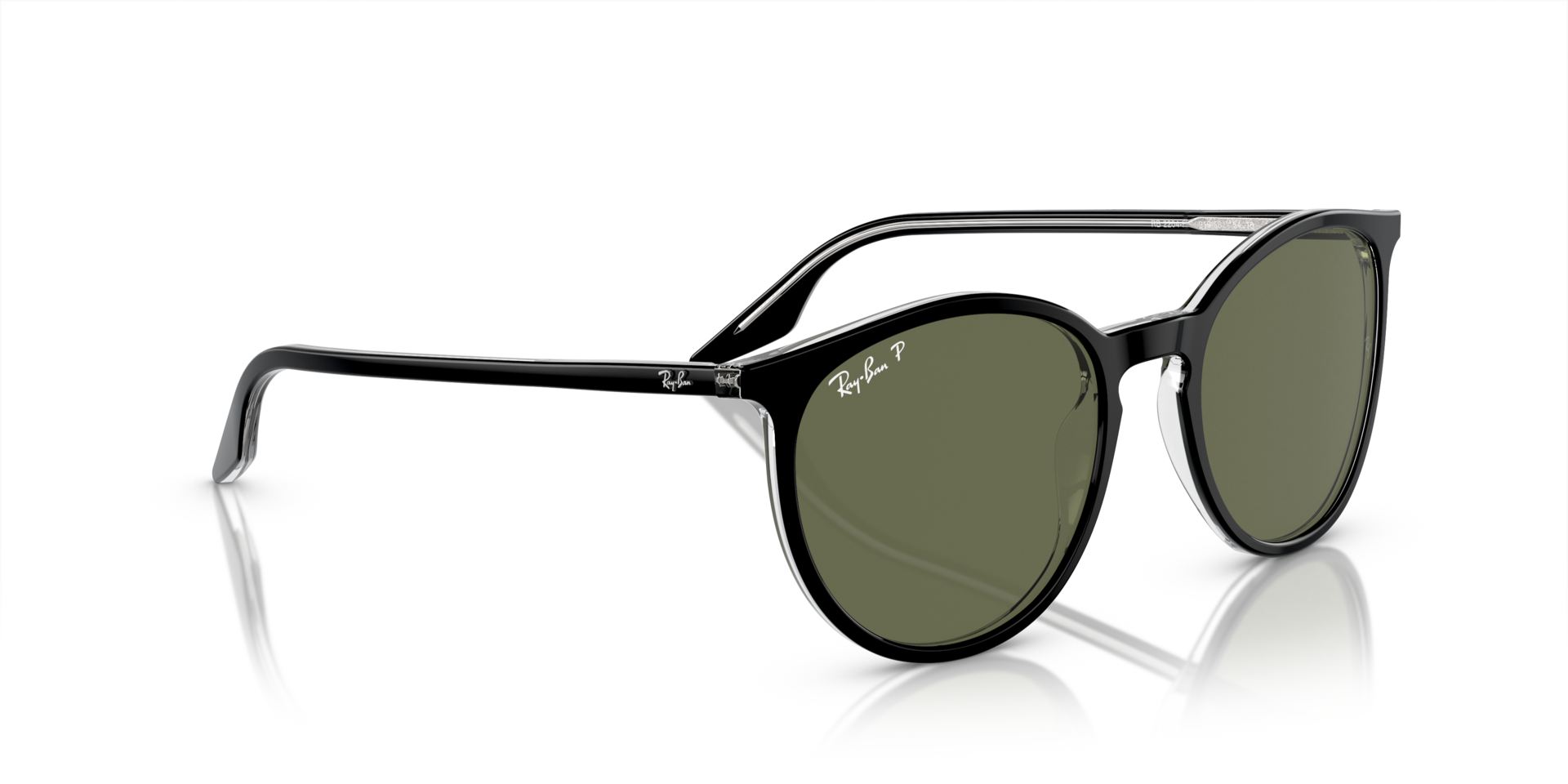 レイバン／サングラスORB2204F RB2204 Polarized Sunglasses in Black On Transparent and Green