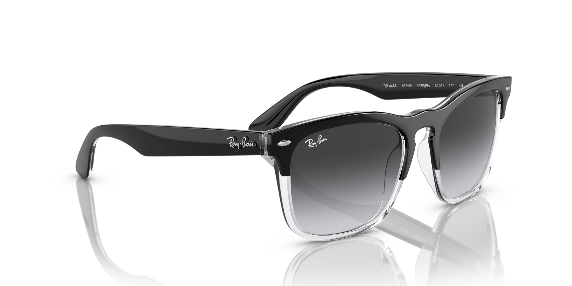 STEVE Sunglasses in Black On Transparent and Grey - RB4487 | Ray