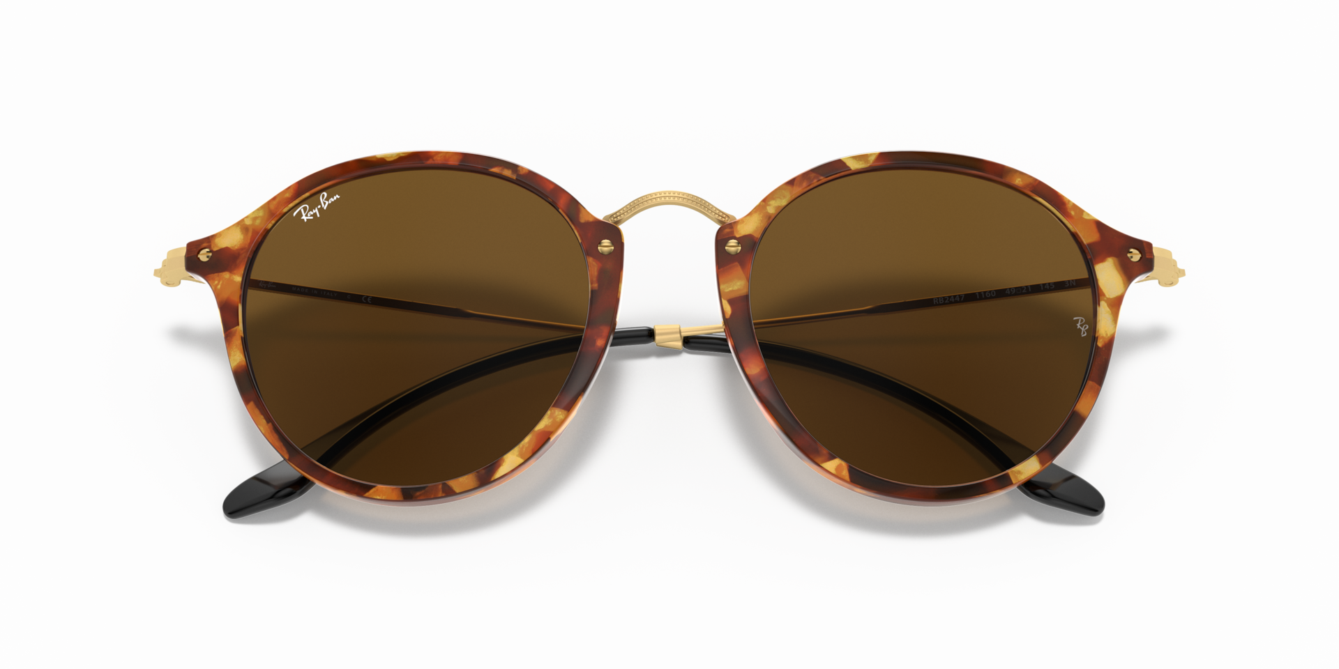 ROUND FLECK Sunglasses in Brown Havana and B-15 Brown (49-21
