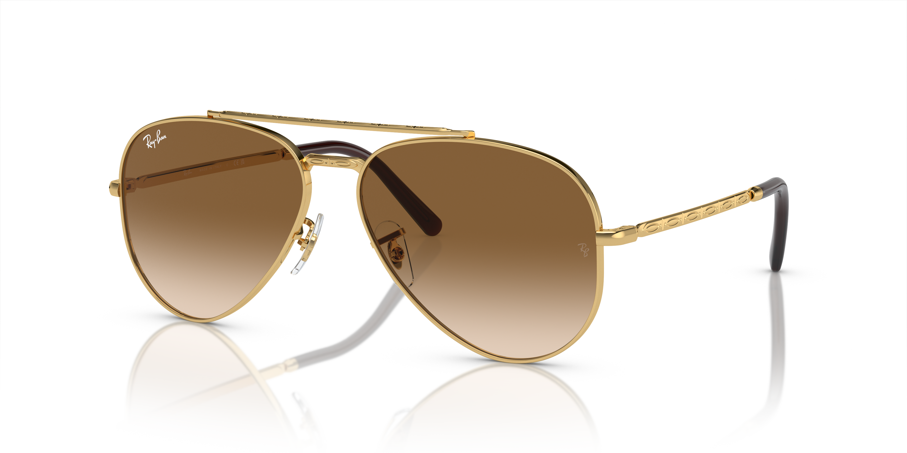 NEW AVIATOR Sunglasses in Arista Gold and Light Brown - RB3625