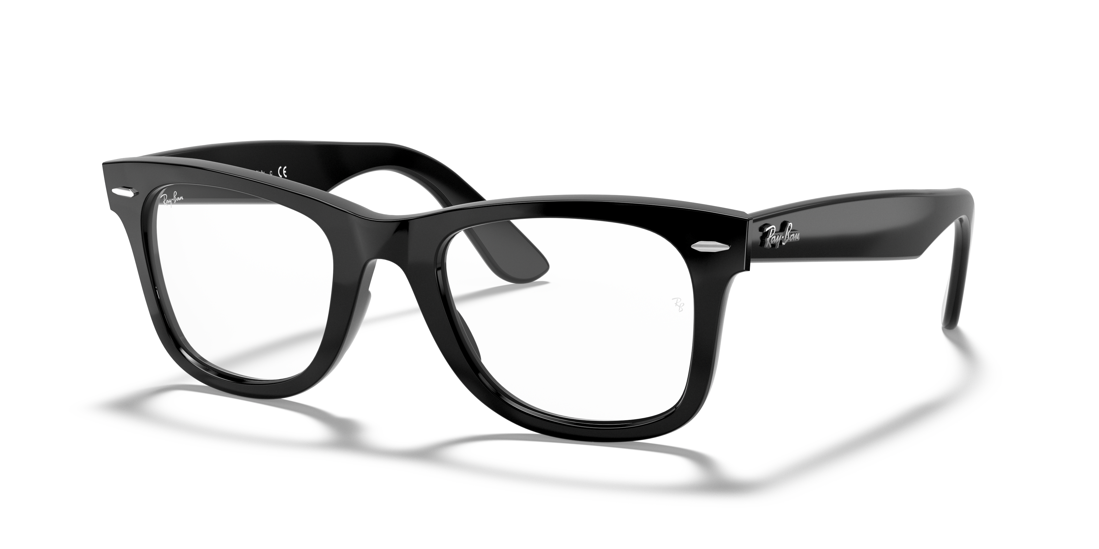 Ban R49 Wayfarer Ease Optics Polarized Eyeglasses with Polished Black and Clear ...