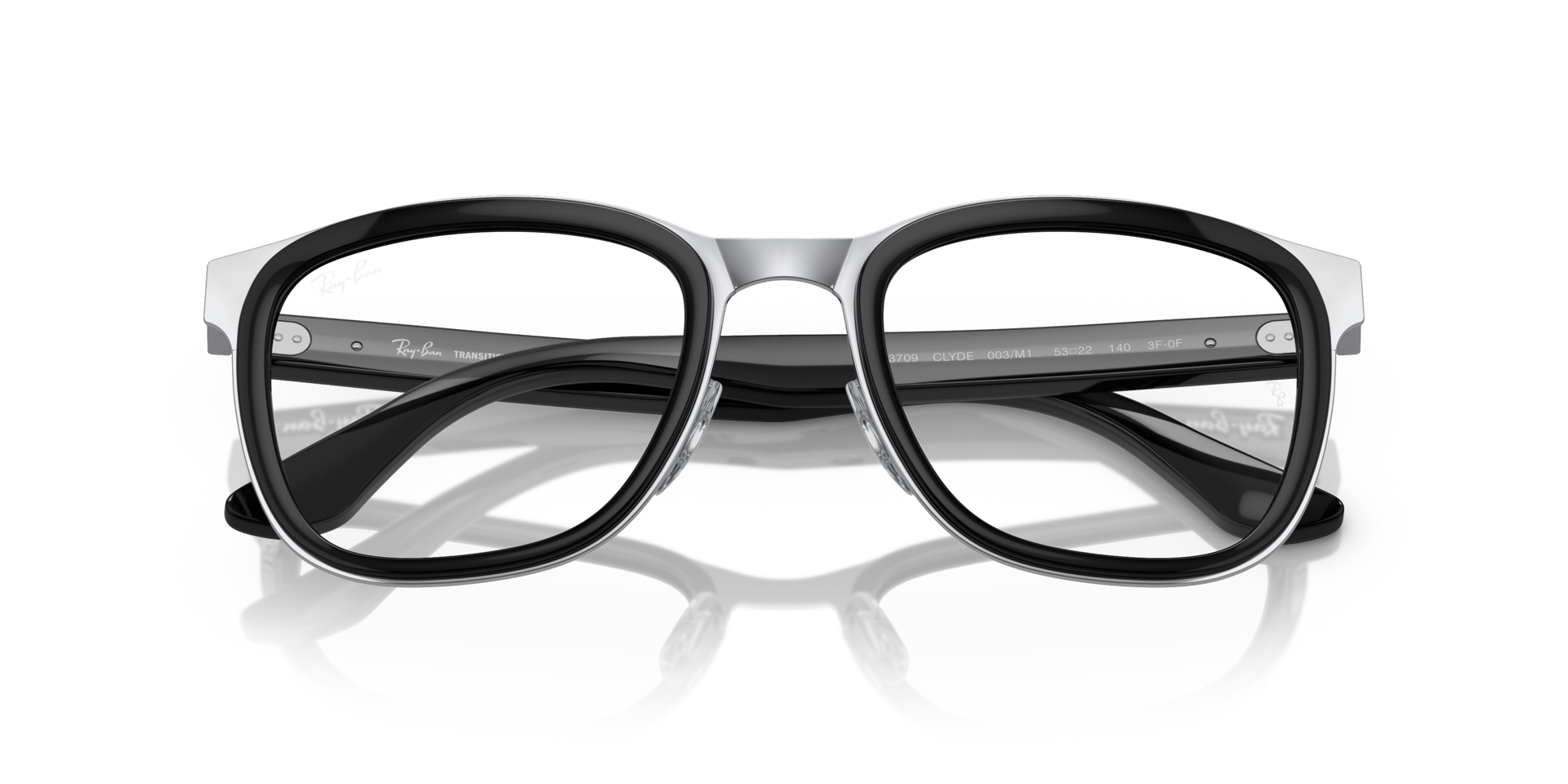 CLYDE TRANSITIONS® Sunglasses in Black On Silver and Clear/Green