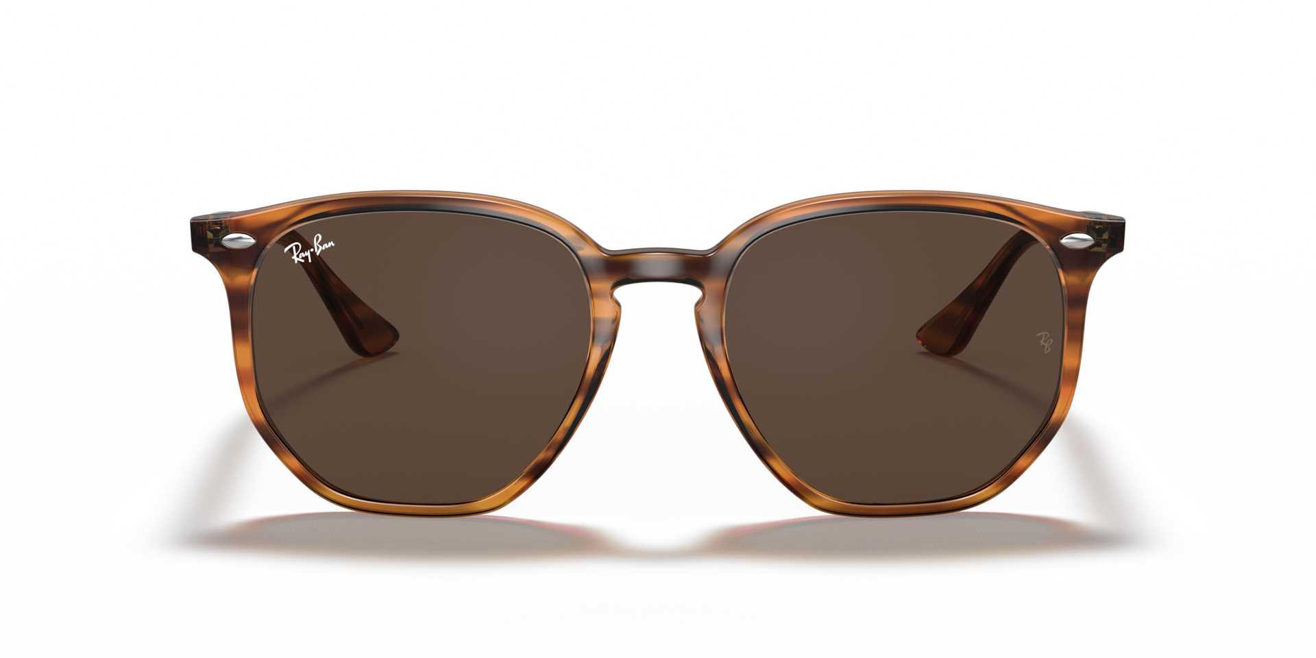 RB4306 Sunglasses in Striped Red Havana and Dark Brown (54-19