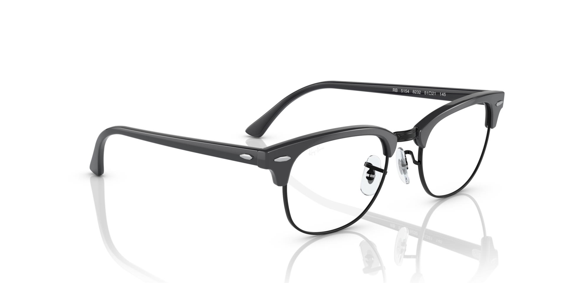 CLUBMASTER OPTICS Eyeglasses with Grey On Black and Demo Lens (51