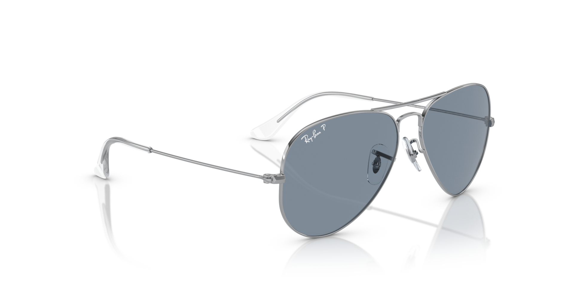 AVIATOR CLASSIC Polarized Sunglasses in Silver and Blue 