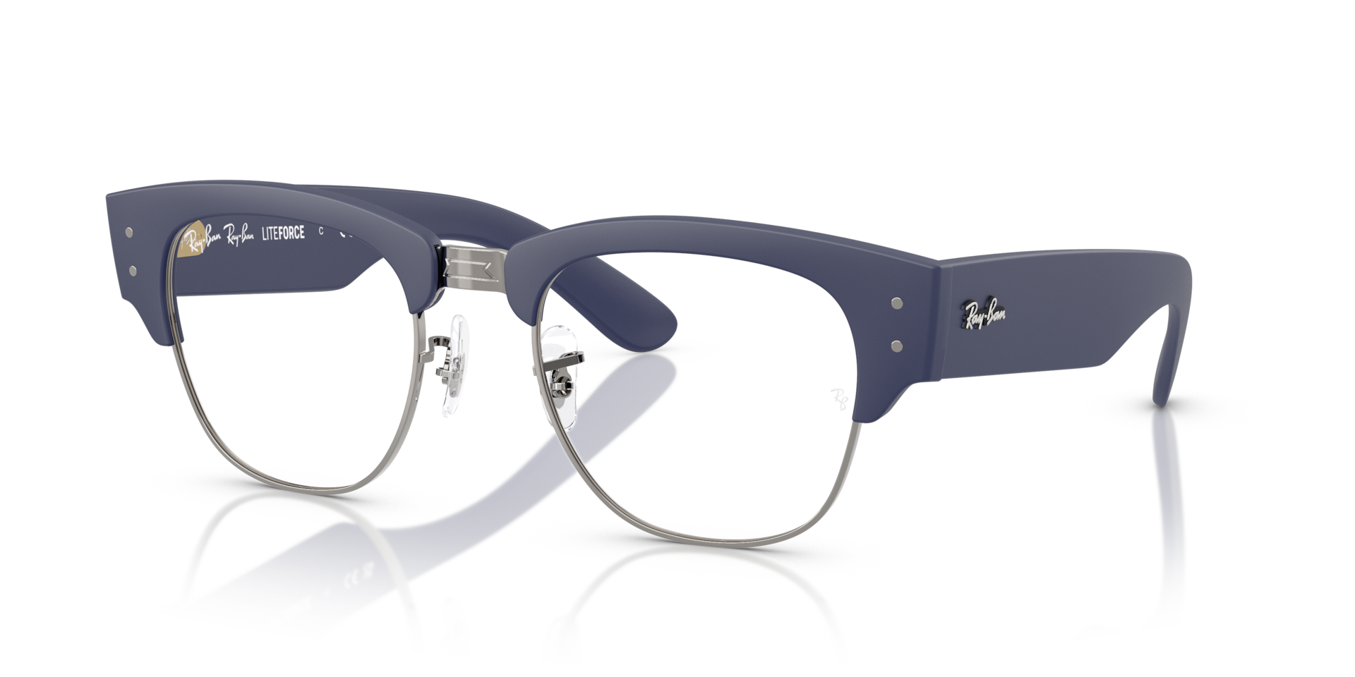 MEGA CLUBMASTER OPTICS LITEFORCE — Sand Blue On Gunmetal / Clear