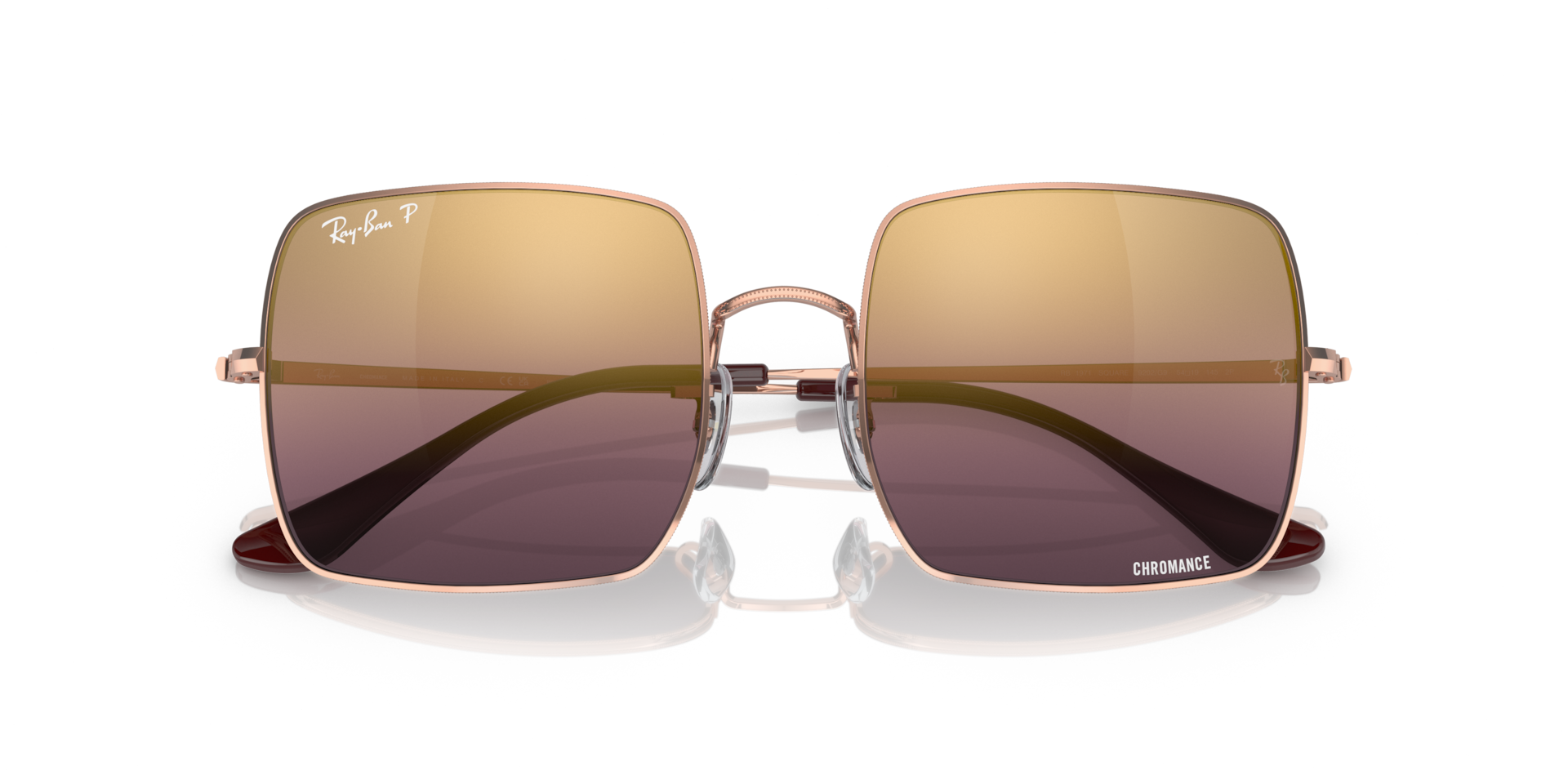 Ray-Ban | RB1971 Square Sunglasses Rose Gold Evolve Photochromic Red Bordeaux Ray-Ban New Clubmaster Bordeaux On Rose Gold/ Wine Polarized  main image 2