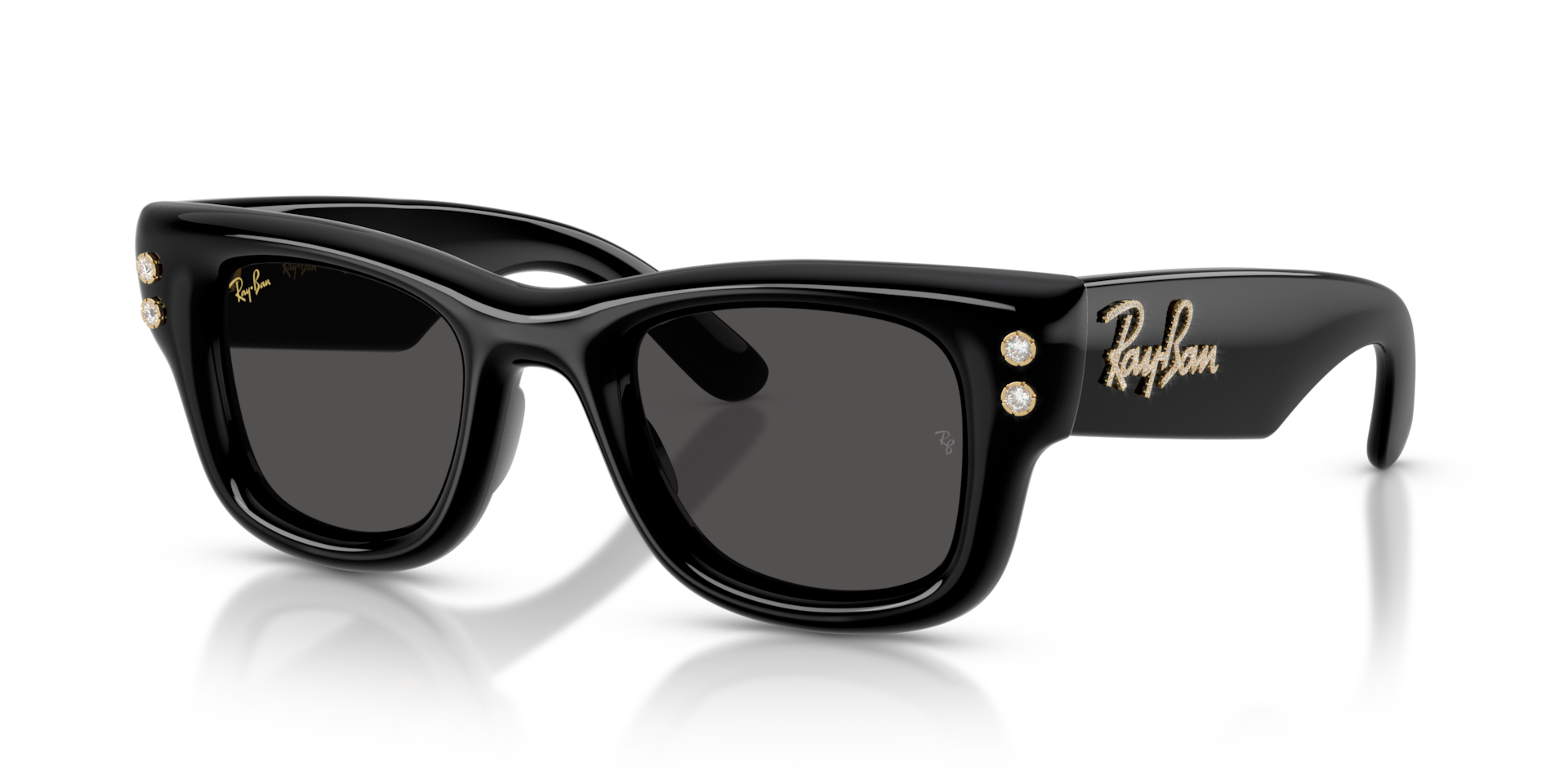 WAYFARER PUFFER DIAMOND EDITION Sunglasses in Black With Diamonds