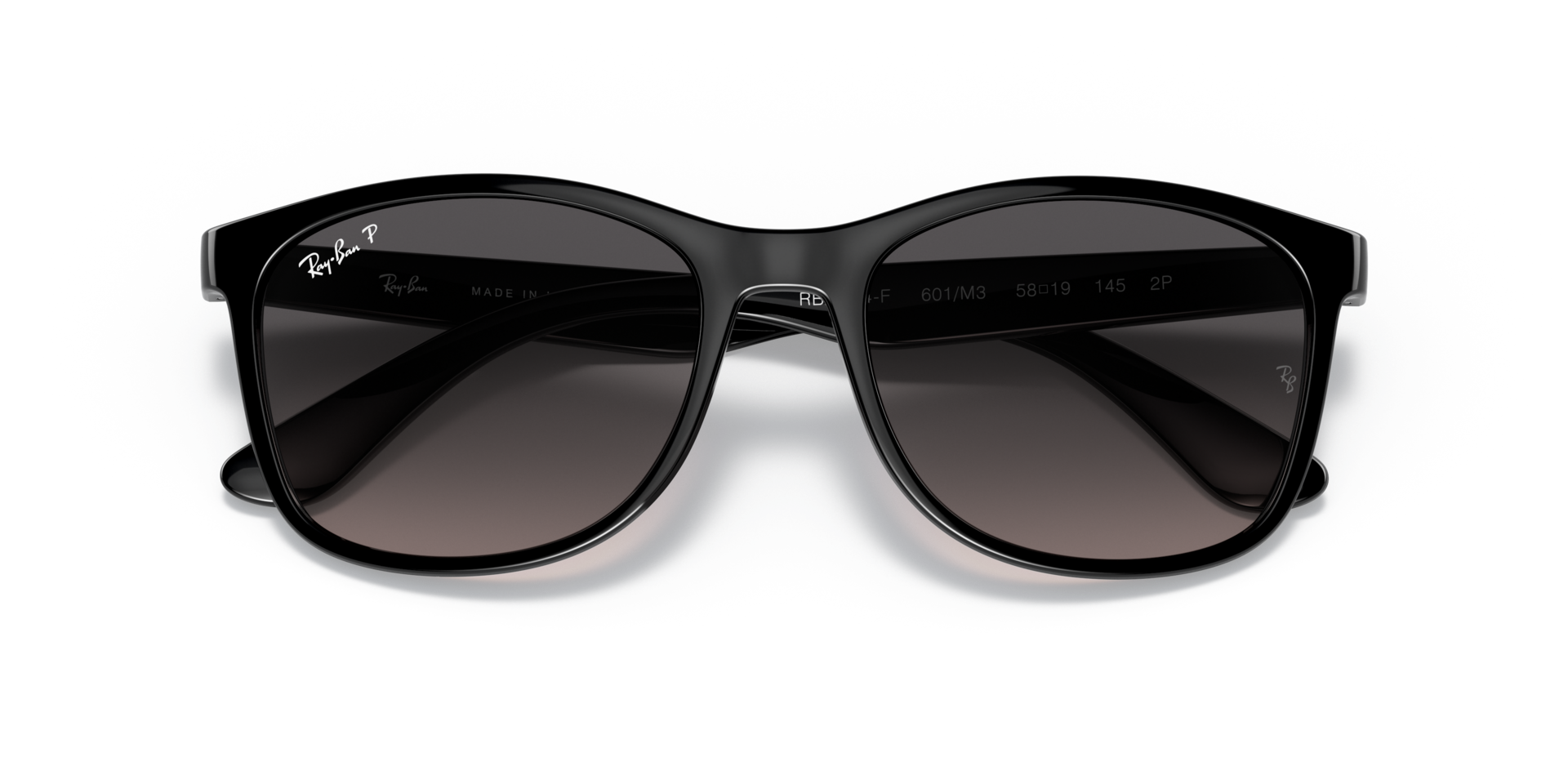 Ray-Ban RB4374-F 601/M3モデル RB4374 Polarized Sunglasses in Black and Polarized Grey Gradient