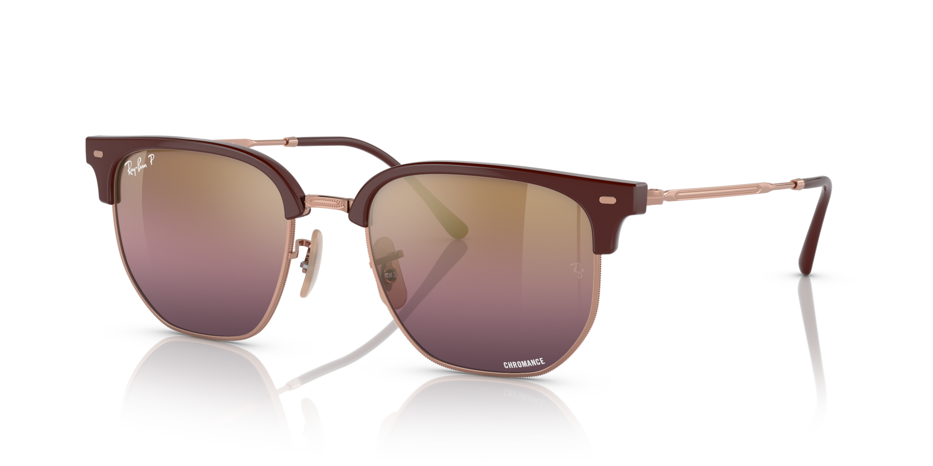 NEW CLUBMASTER POLARIZED+ LENSES: Bordeaux On Rose Gold / Red Polarized+