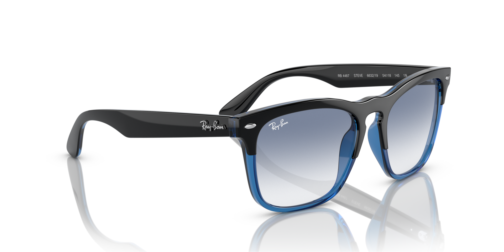 美品 Ray-Ban レイバン サングラス STEVE スティーブ ブルー 黒 STEVE Sunglasses in Black On Blue and Blue (54-18) - RB4487 | Ray