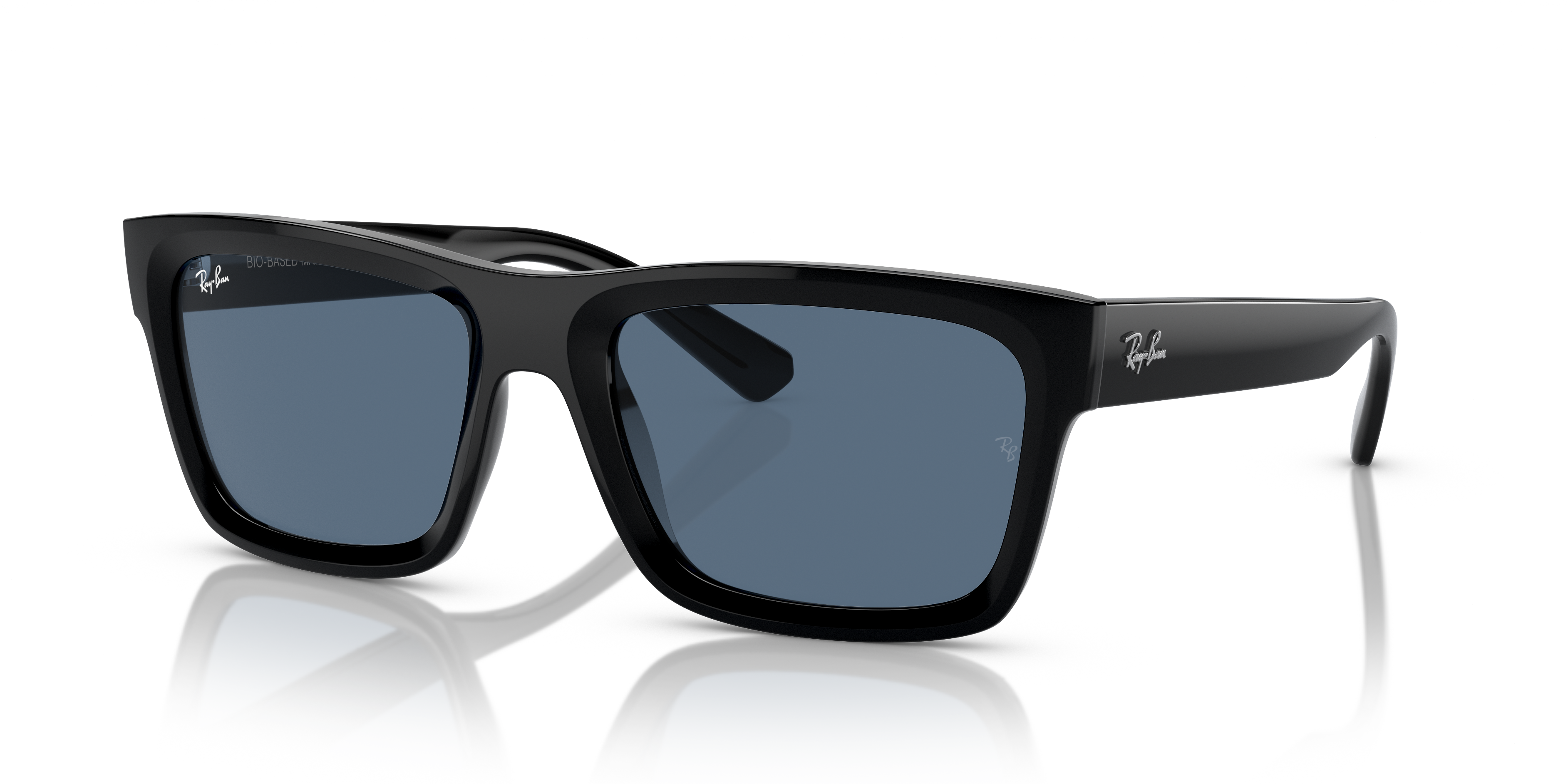 美品/Ray-Ban ORB4396F メンズサングラス WARREN BIO-BASED Sunglasses in Black and Dark Blue (57-20