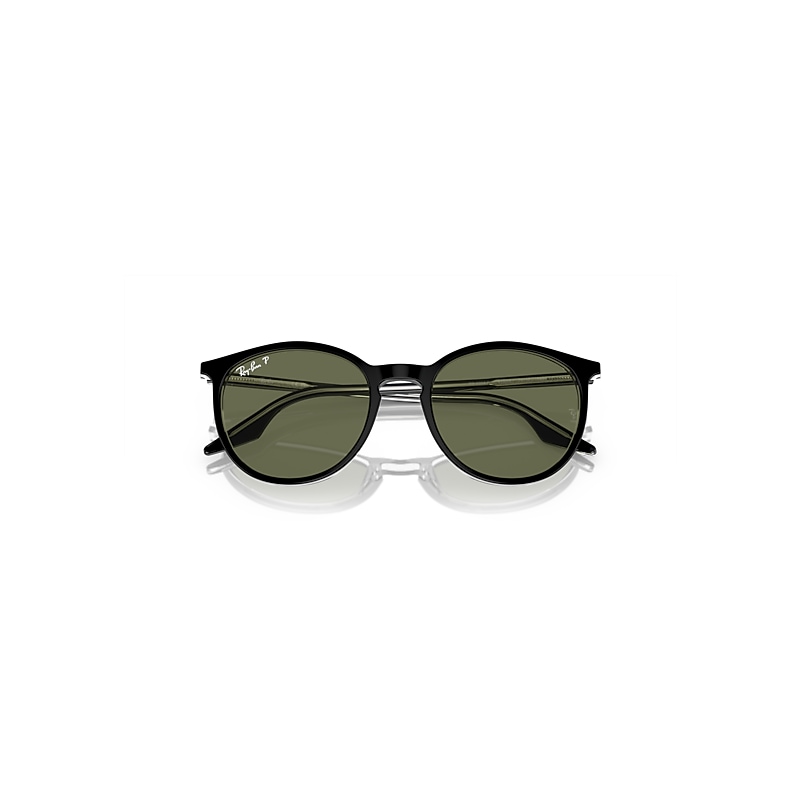 RB2204 Polarized Sunglasses in Black On Transparent and Green