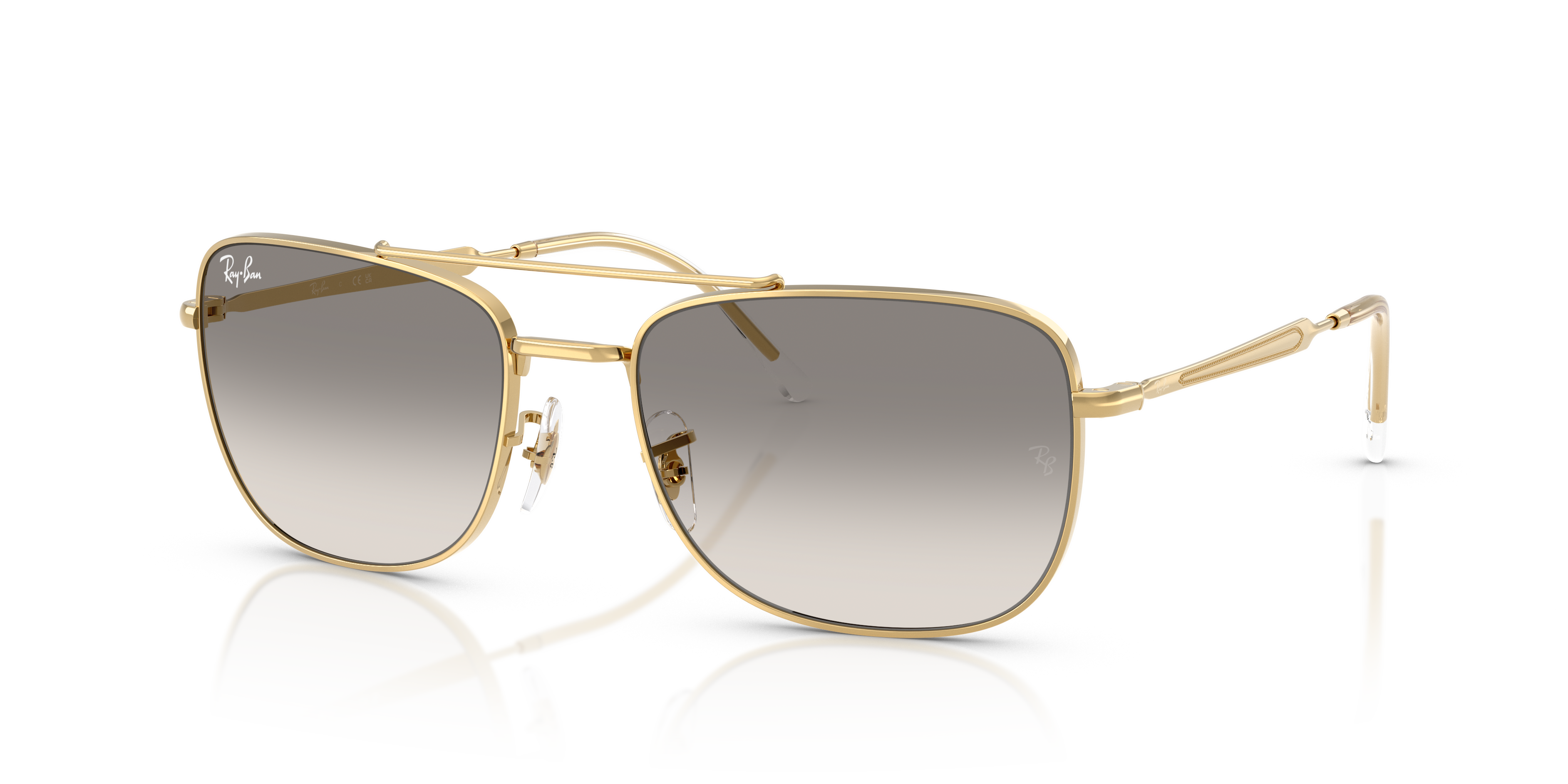 Rb3755 Sunglasses in Polished Arista Gold Frame and Clear Gradient Grey ...