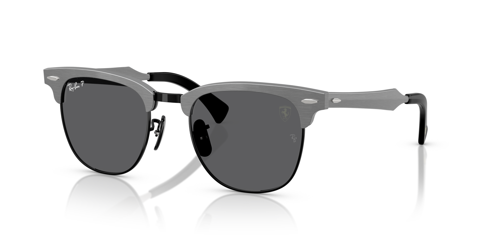 RB3807M SCUDERIA FERRARI COLLECTION POLARIZED+ LENSES: Brushed Grey On Black / Polarized+ Dark Grey